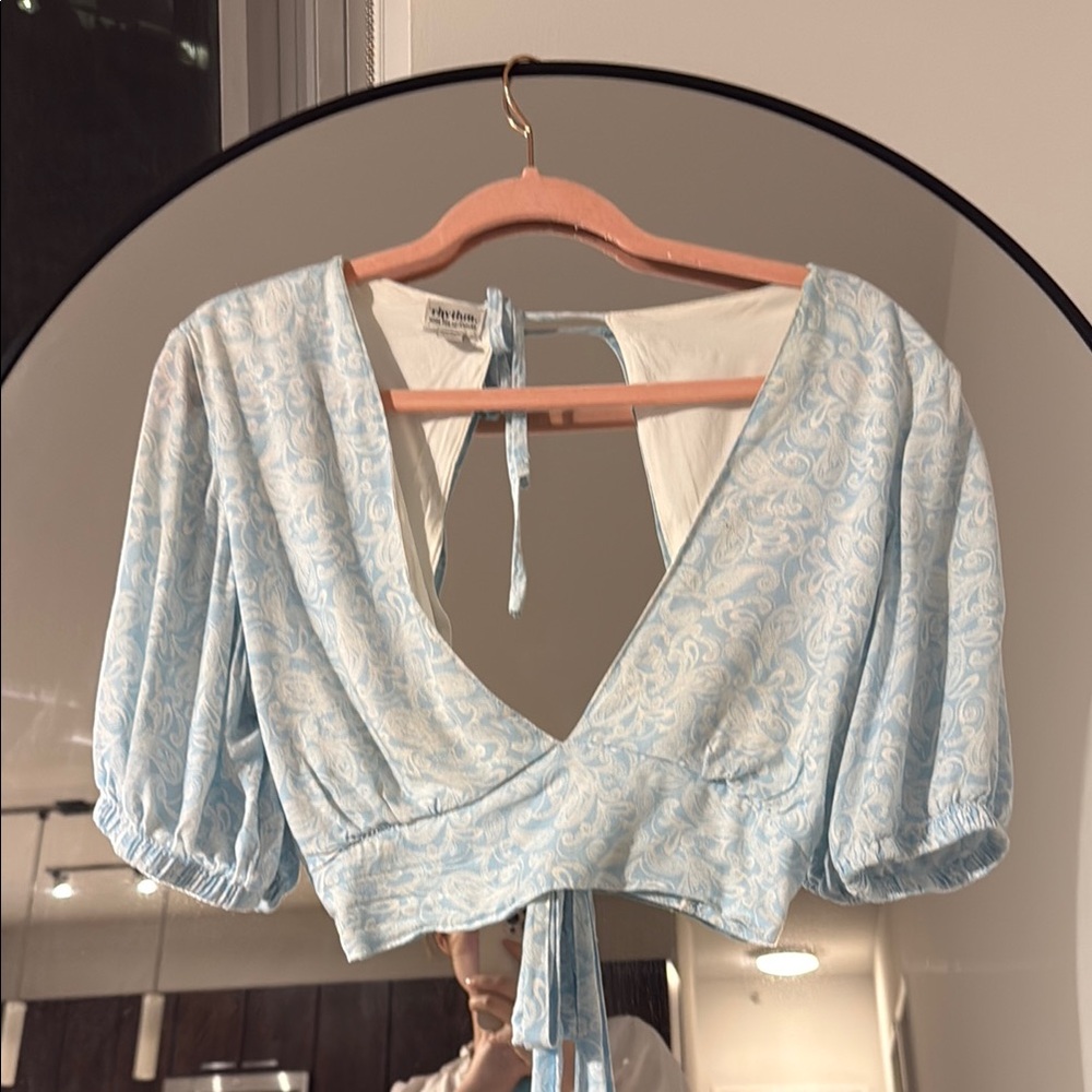 Light Blue Patterned Women's Top